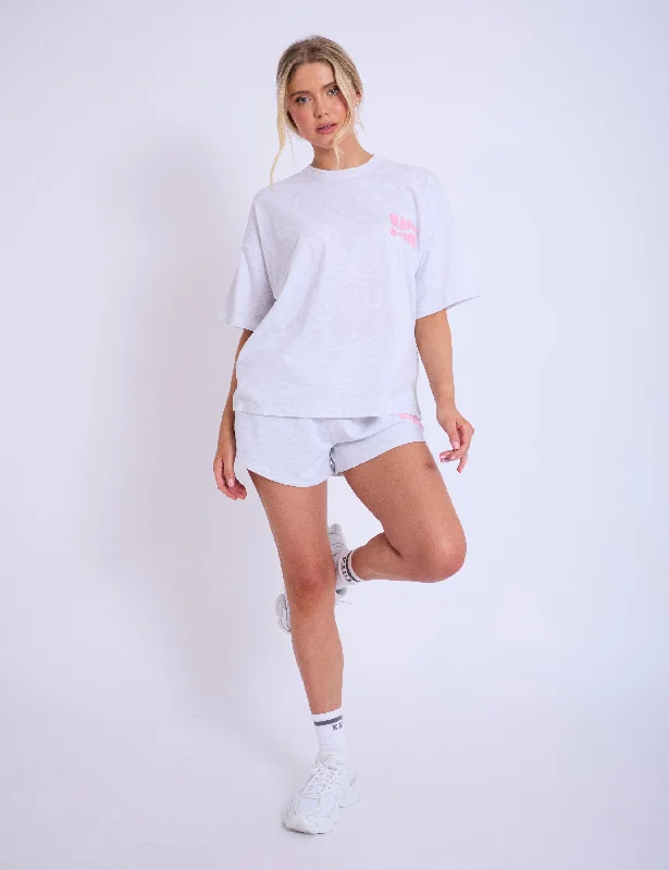 Kaiia Studio Bubble Logo Oversized T-shirt Light Grey Marl & Pink