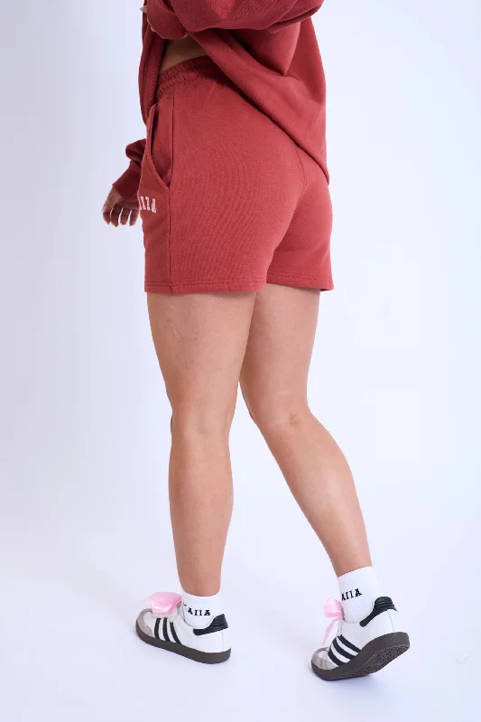 Kaiia Sweat Shorts Rust & Pink