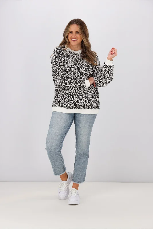 Little White Lie Mia Leopard Crew Natural