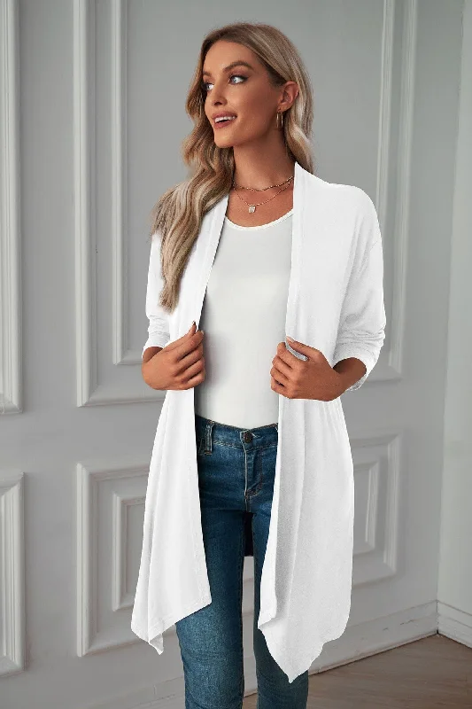 Long sleeve cardigan solid color coat long top for women