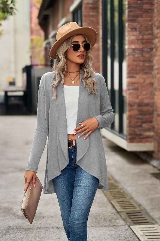 Long sleeve solid color loose cardigan top women's knitted jacket