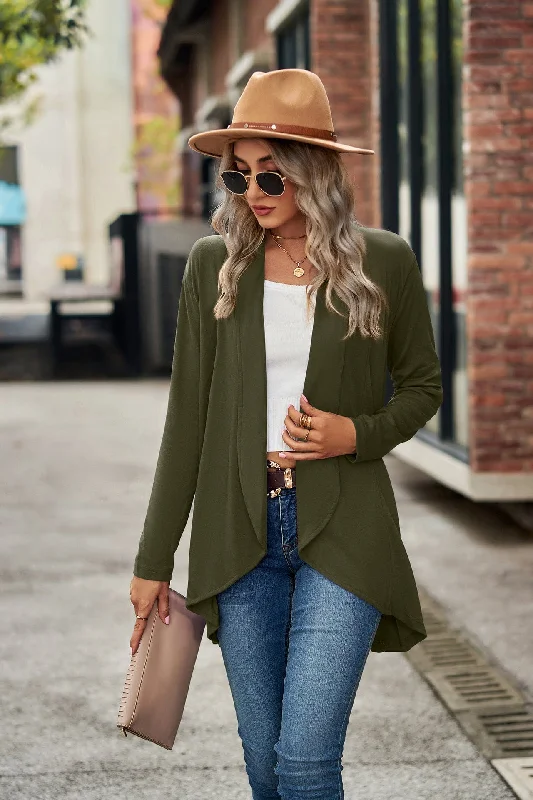 Long sleeve solid color loose cardigan top women's knitted jacket