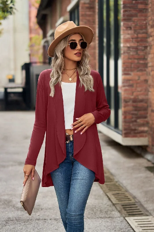 Long sleeve solid color loose cardigan top women's knitted jacket