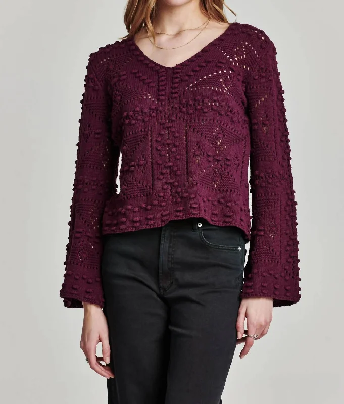 Maxine Crochet Sweater In Prune