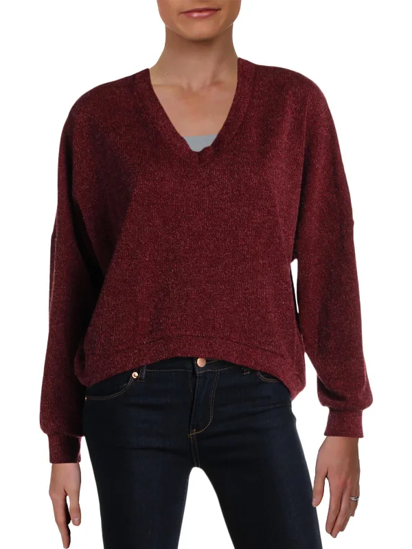 Maya Womens Knit Pullover V-Neck Sweater