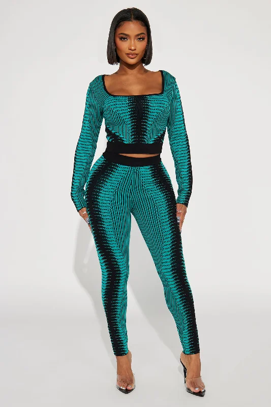 Midnight Muse Sweater Legging Set - Teal/combo