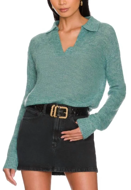 Mohair Polo Sweater In Kale Green