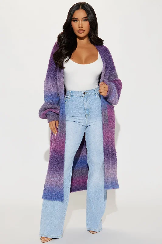 Mood Ring Open Front Cardigan - Purple/combo