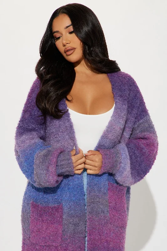 Mood Ring Open Front Cardigan - Purple/combo