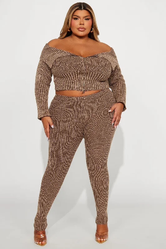 New Day Sweater Mineral Wash Legging Set - Mocha