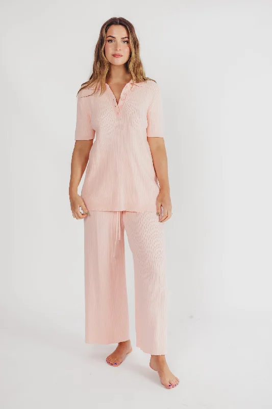 Petra Collared Top in Soft Pink