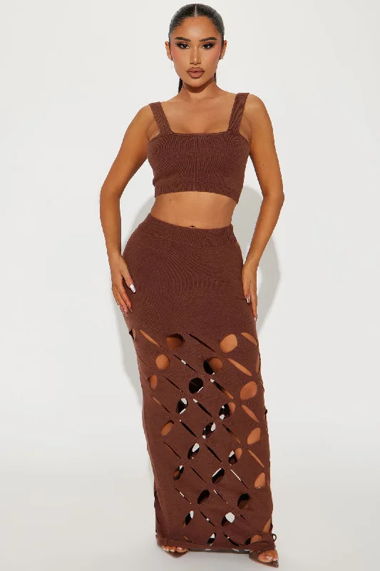 Sarai Sweater Skirt Set - Chocolate