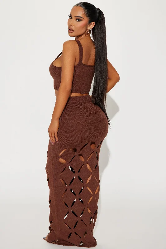 Sarai Sweater Skirt Set - Chocolate