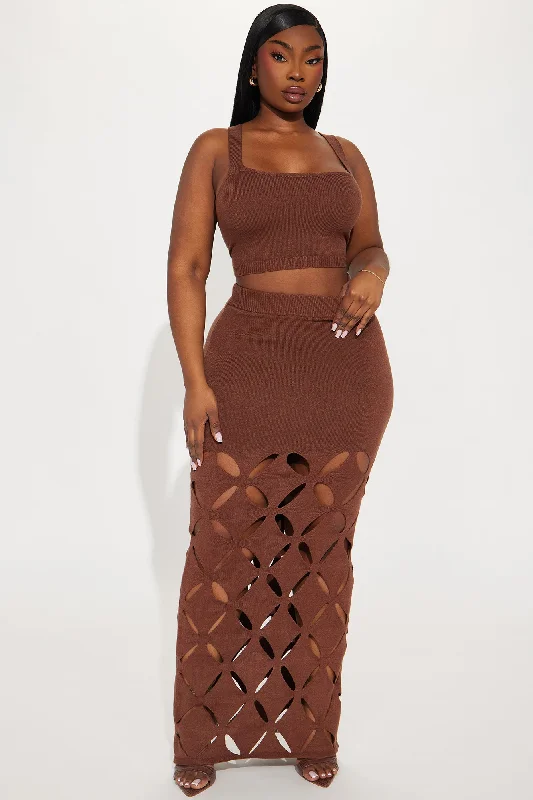 Sarai Sweater Skirt Set - Chocolate