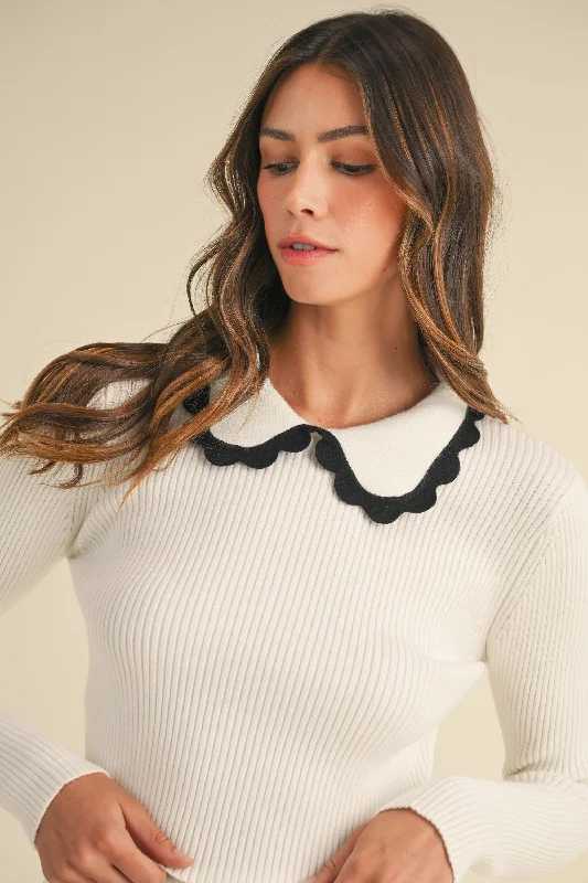 SCALLOPED COLLAR SWEATER