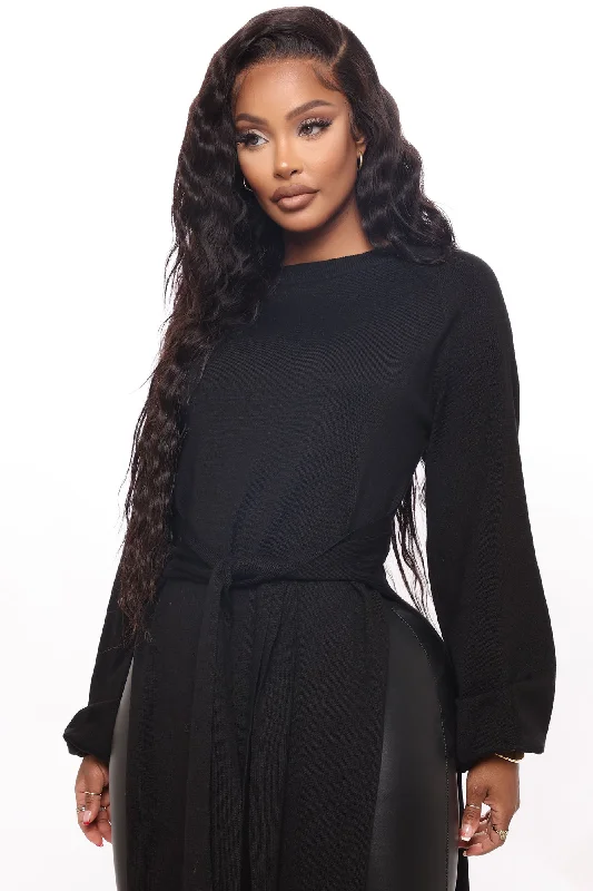 Slit Just Got Real Tunic Sweater - Black