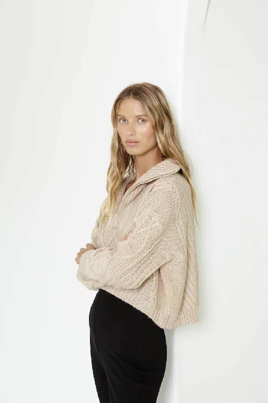 SNDYS Jax Crop Jumper Beige