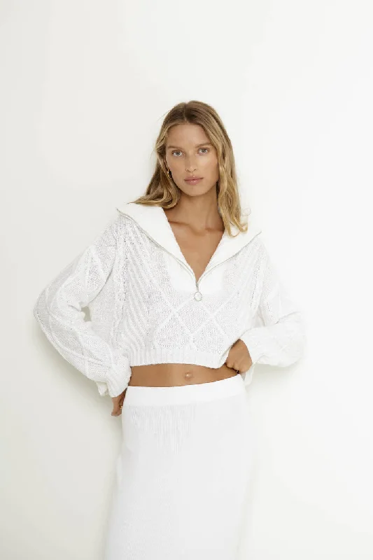 SNDYS Jax Crop Jumper White