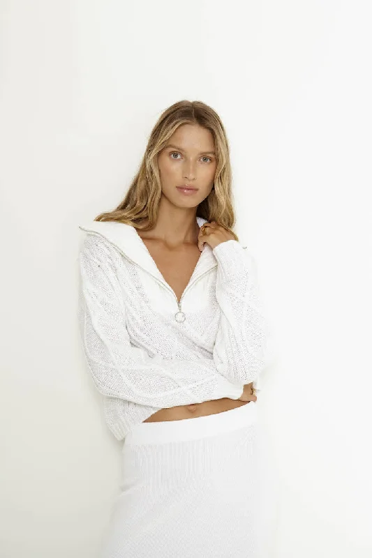 SNDYS Jax Crop Jumper White