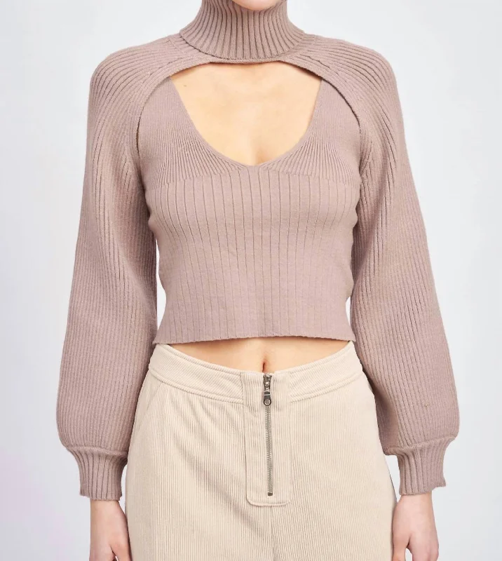 Sonoita Two-Piece Crop Sweater In Dusty Lilac