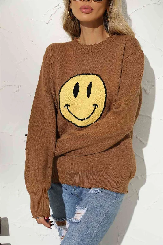 Sunny Vibes Smiley Face Graphic Sweater