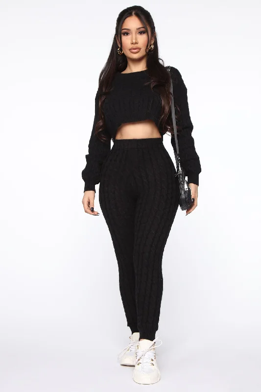 Sweater Sweetie Pant Set - Black