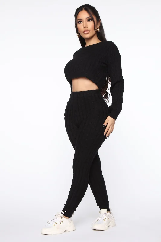 Sweater Sweetie Pant Set - Black