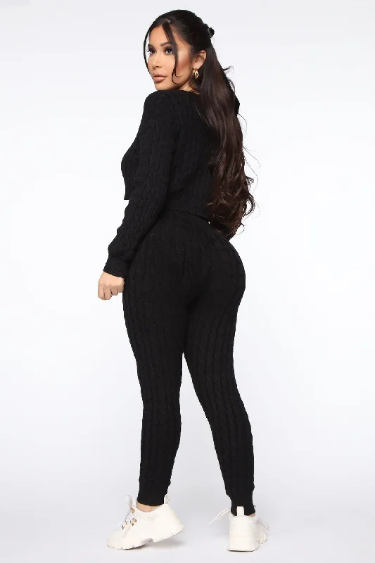 Sweater Sweetie Pant Set - Black