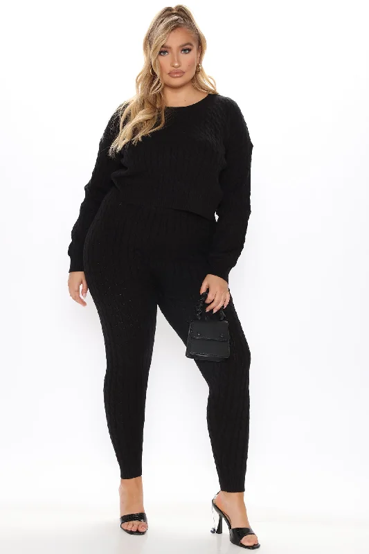 Sweater Sweetie Pant Set - Black