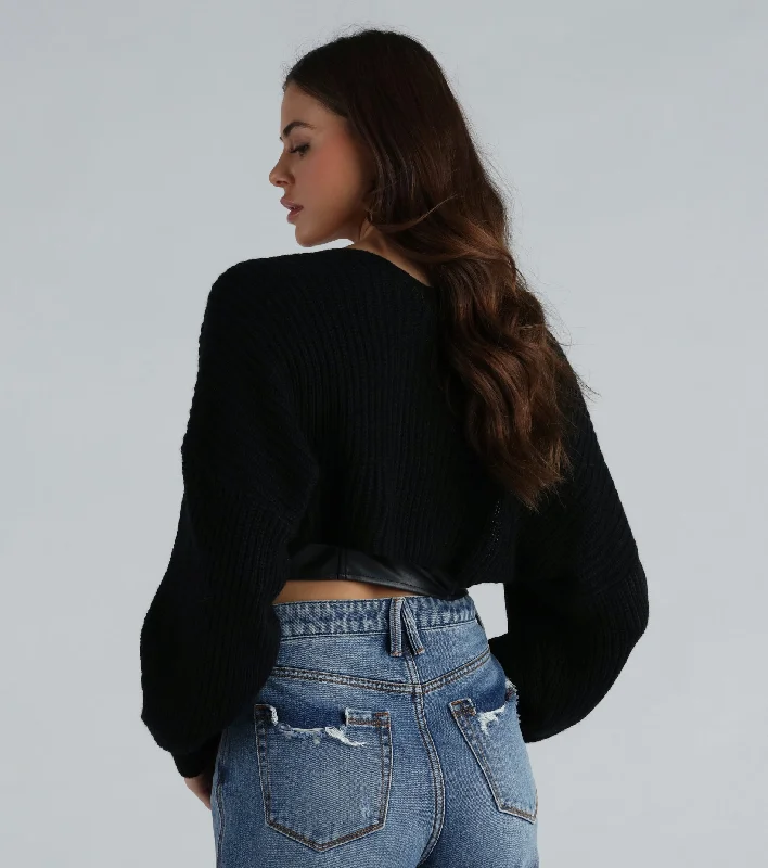 Sweet And Cozy Oversized Knit Sweater Bolero