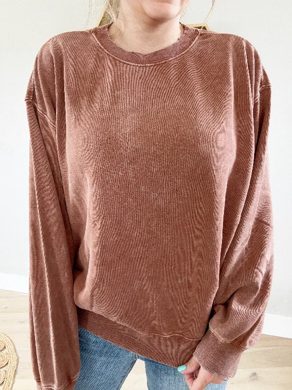 The Answer Drop Shoulder Crew Neck Sweatshirt in Chestnut