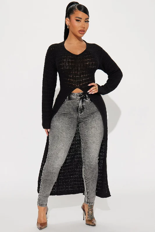 The Brightside Maxi Sweater Top - Black