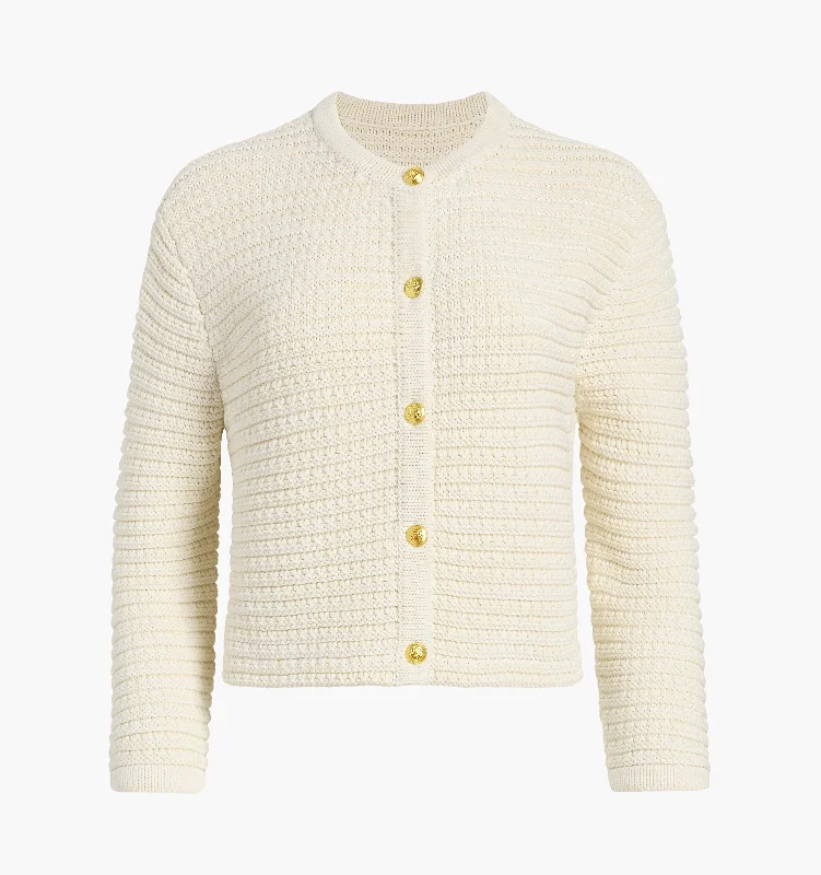 The Harper Lady Jacket Cardigan - Cream Marl Knit