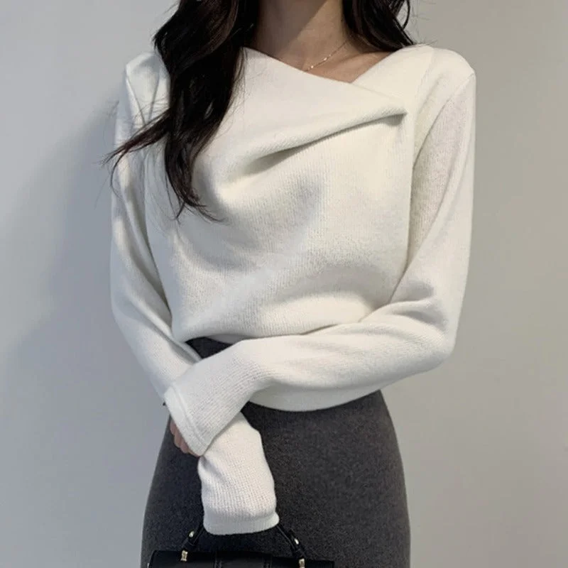 Wholesale 2022 Autumn New Korean Long-sleeved Sweater Women's Knitted Bottoming Fashion Top Temperament Elegant Commuter Sweater