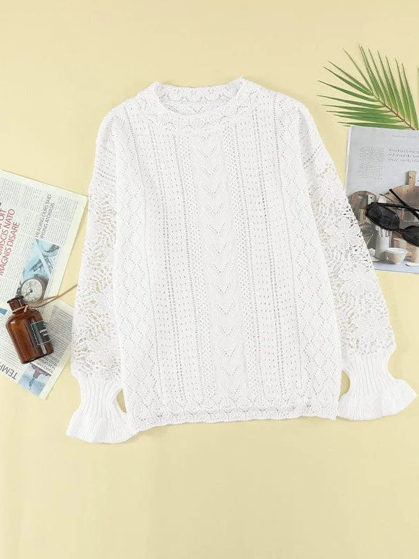 Simple Style Women's Lace Knitted Pullover Sweater