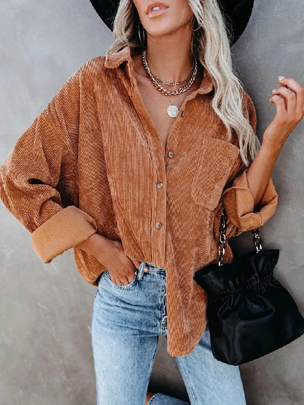 Women's Oversize Loose Casual Corduroy Shirt