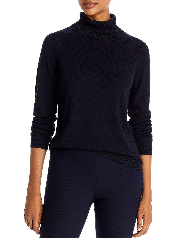 Womens Ribbed Raglan Sleeves Turtleneck Sweater