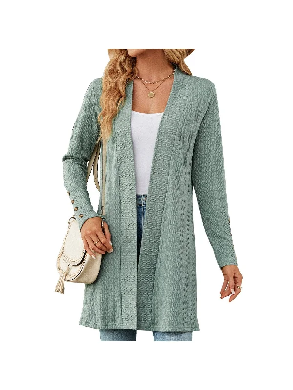 Women's Solid Color Cardigan Long Sleeve Loose Knitted Jacket for Women