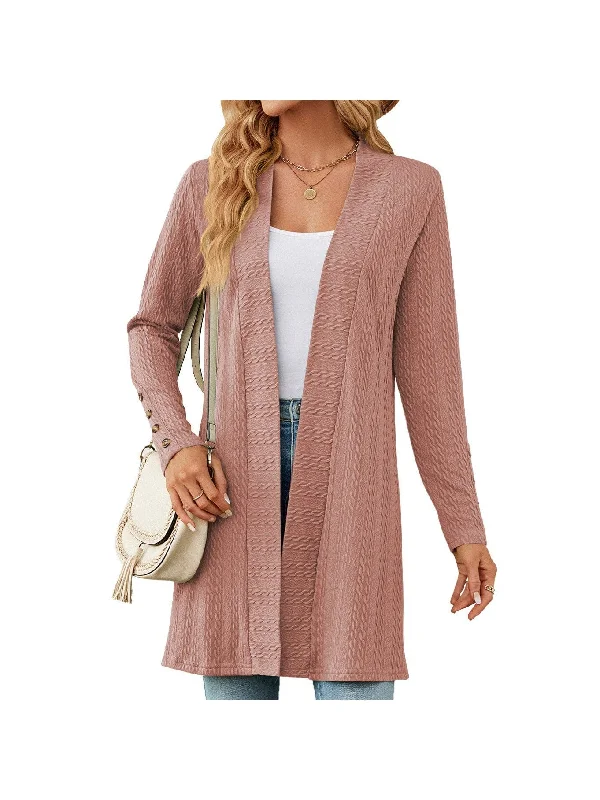 Women's Solid Color Cardigan Long Sleeve Loose Knitted Jacket for Women