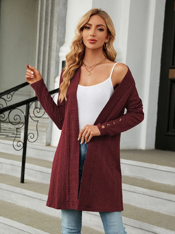 Women's Solid Color Cardigan Long Sleeve Loose Knitted Jacket for Women