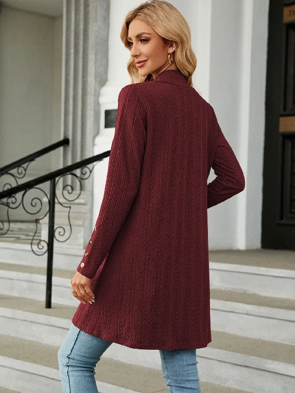 Women's Solid Color Cardigan Long Sleeve Loose Knitted Jacket for Women