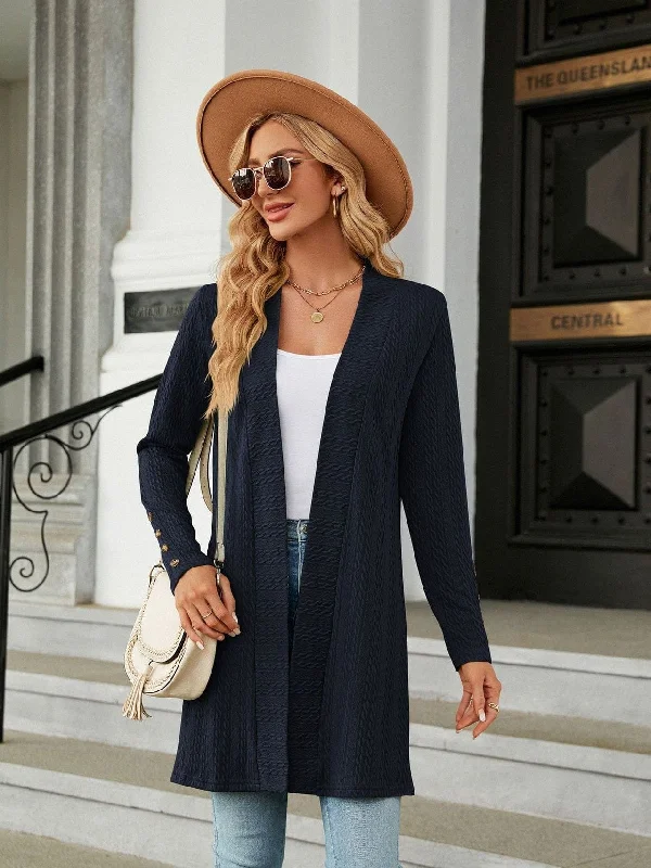 Women's Solid Color Cardigan Long Sleeve Loose Knitted Jacket for Women