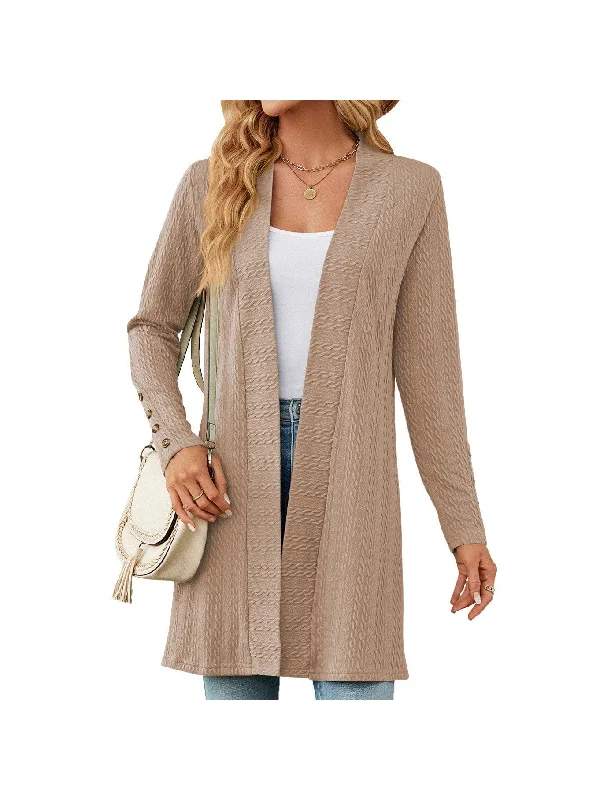 Women's Solid Color Cardigan Long Sleeve Loose Knitted Jacket for Women