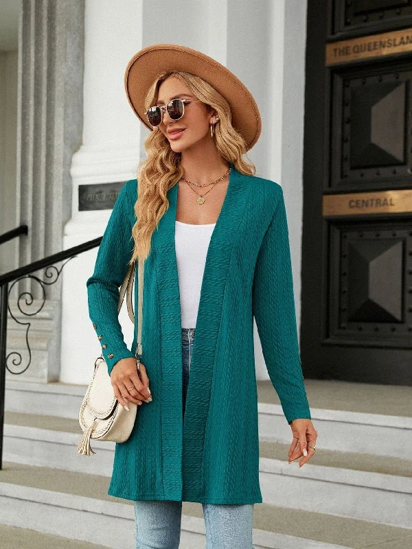 Women's Solid Color Cardigan Long Sleeve Loose Knitted Jacket for Women