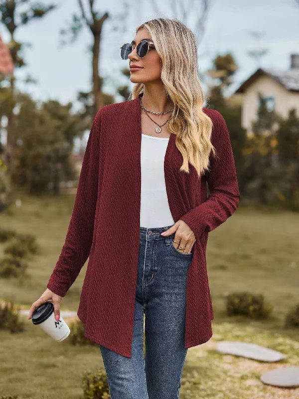 Women's solid color small twist long-sleeved cardigan knitted jacket