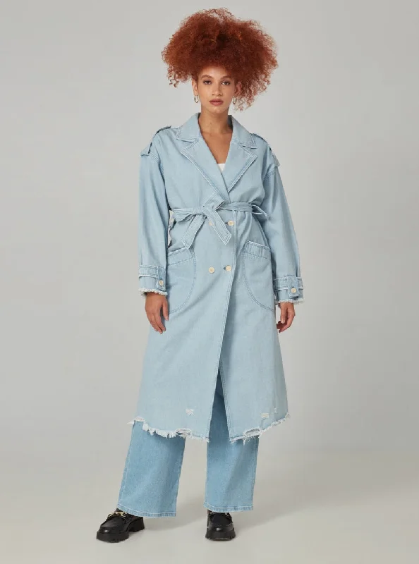 AVERY-BO Trench Coat - Blue Opal