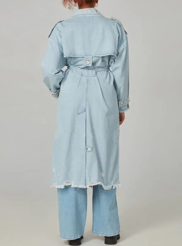 AVERY-BO Trench Coat - Blue Opal