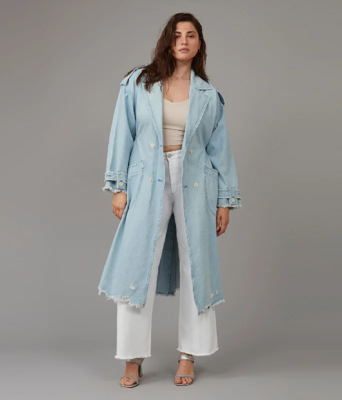 AVERY-BO Trench Coat - Blue Opal