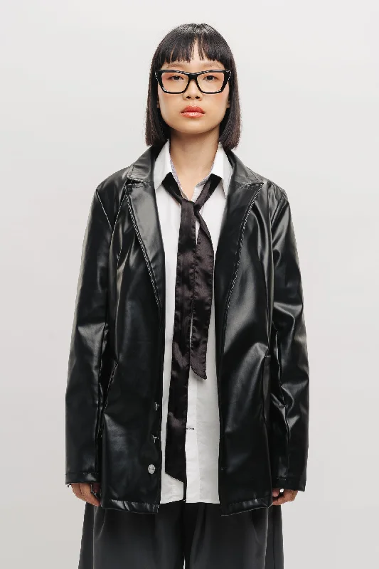 Seoul Y2K Black Leather Jacket