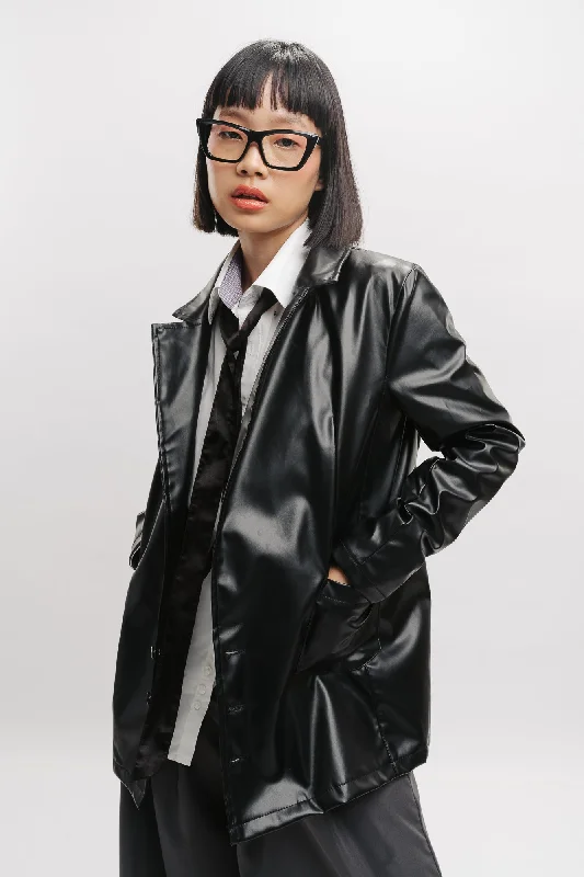 Seoul Y2K Black Leather Jacket